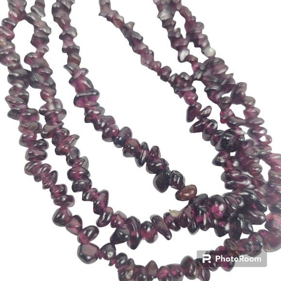* 32” beaded Natural Garnet Nugget Necklace Strands Gemstone pullover - Picture 2 of 8